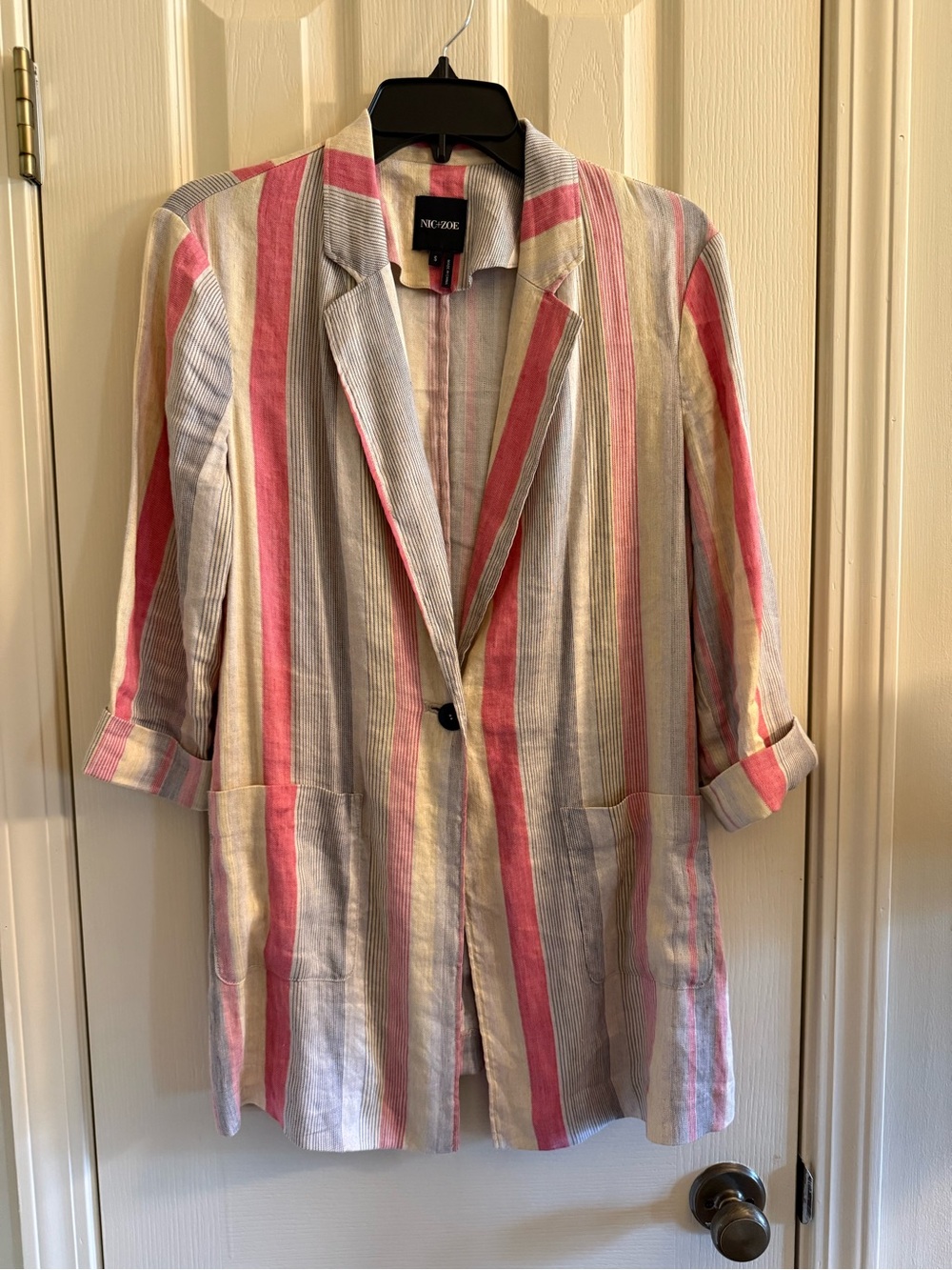 Nic + Zoe Lightweight Linen Blend Striped  Blazer Size S